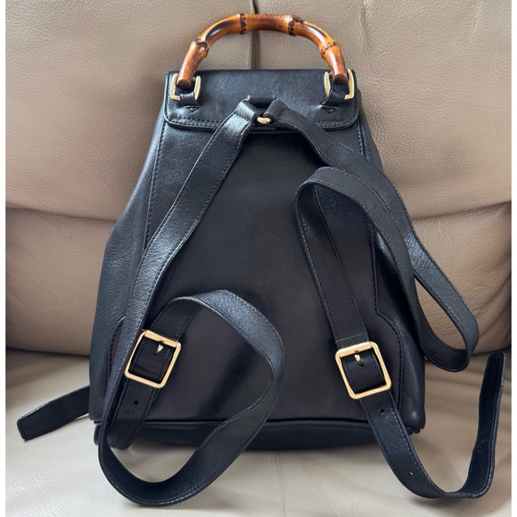 Authenticated Vintage Gucci Leather Bamboo Flap Drawstring Mini Backpack, COA - Picture 2 of 15